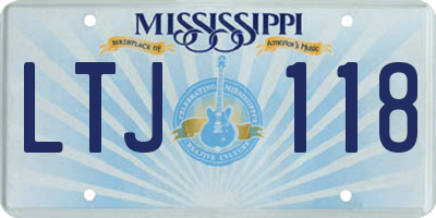 MS license plate LTJ118