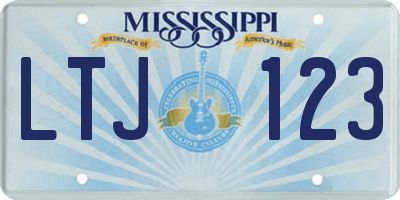 MS license plate LTJ123