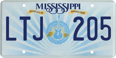 MS license plate LTJ205