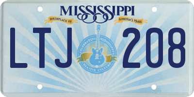 MS license plate LTJ208