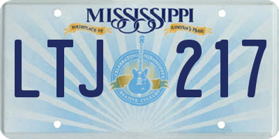MS license plate LTJ217