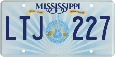 MS license plate LTJ227