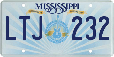 MS license plate LTJ232
