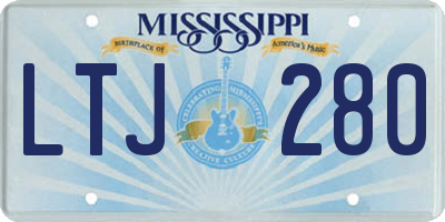 MS license plate LTJ280