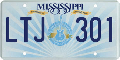 MS license plate LTJ301