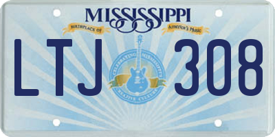 MS license plate LTJ308