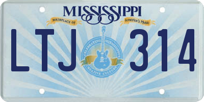 MS license plate LTJ314