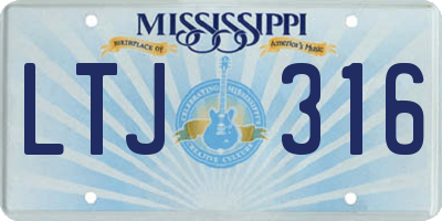 MS license plate LTJ316