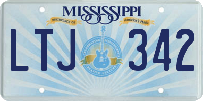 MS license plate LTJ342