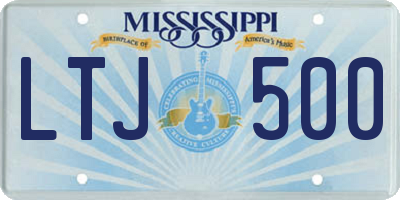 MS license plate LTJ500