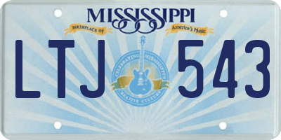 MS license plate LTJ543