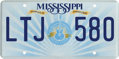 MS license plate LTJ580