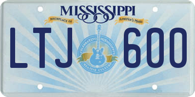 MS license plate LTJ600