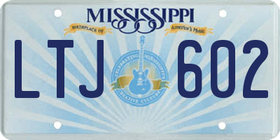 MS license plate LTJ602