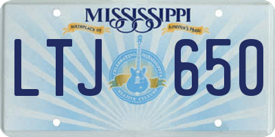 MS license plate LTJ650