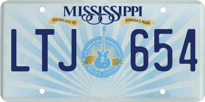 MS license plate LTJ654