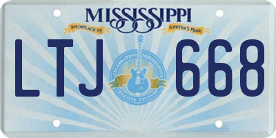 MS license plate LTJ668