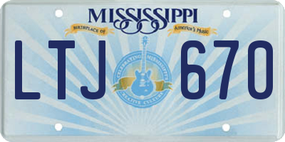 MS license plate LTJ670