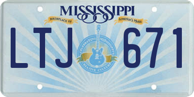 MS license plate LTJ671