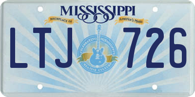 MS license plate LTJ726