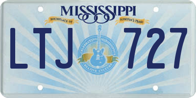 MS license plate LTJ727