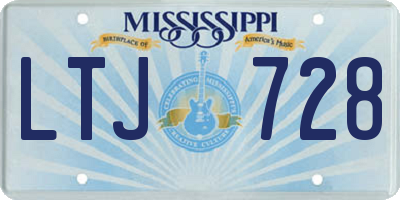 MS license plate LTJ728