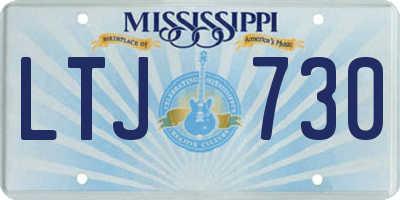 MS license plate LTJ730
