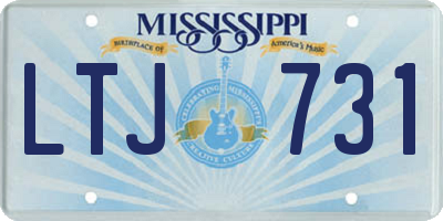 MS license plate LTJ731