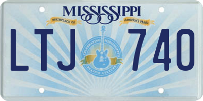MS license plate LTJ740