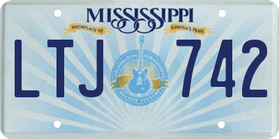 MS license plate LTJ742