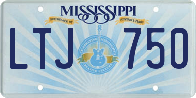 MS license plate LTJ750