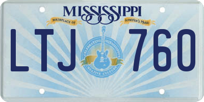 MS license plate LTJ760