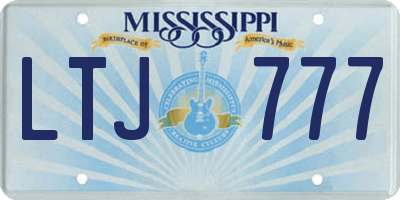 MS license plate LTJ777