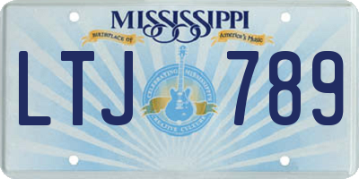 MS license plate LTJ789