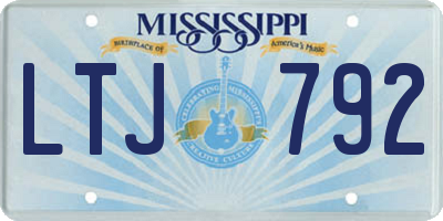 MS license plate LTJ792