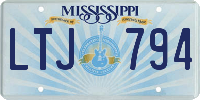 MS license plate LTJ794