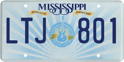 MS license plate LTJ801