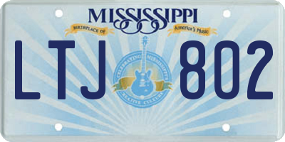 MS license plate LTJ802