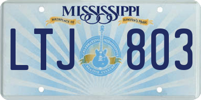 MS license plate LTJ803