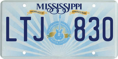 MS license plate LTJ830