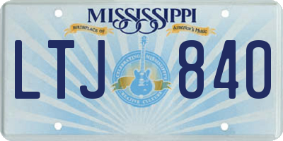 MS license plate LTJ840