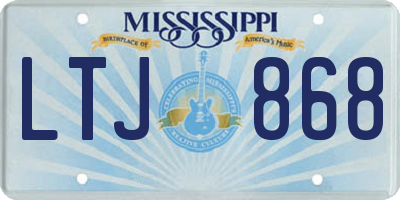 MS license plate LTJ868