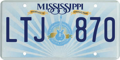 MS license plate LTJ870