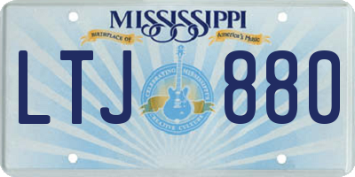 MS license plate LTJ880