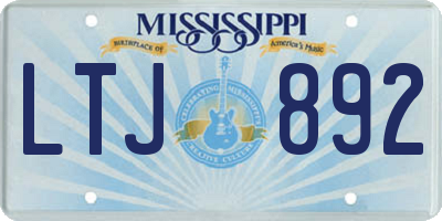 MS license plate LTJ892