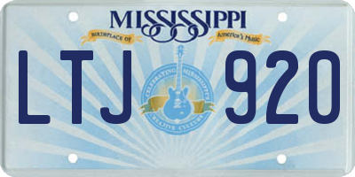 MS license plate LTJ920