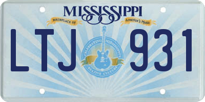 MS license plate LTJ931