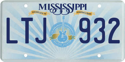 MS license plate LTJ932