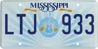 MS license plate LTJ933