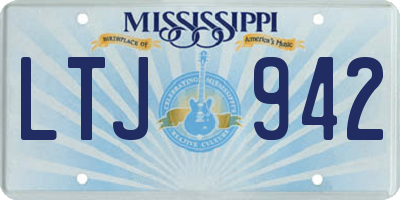 MS license plate LTJ942